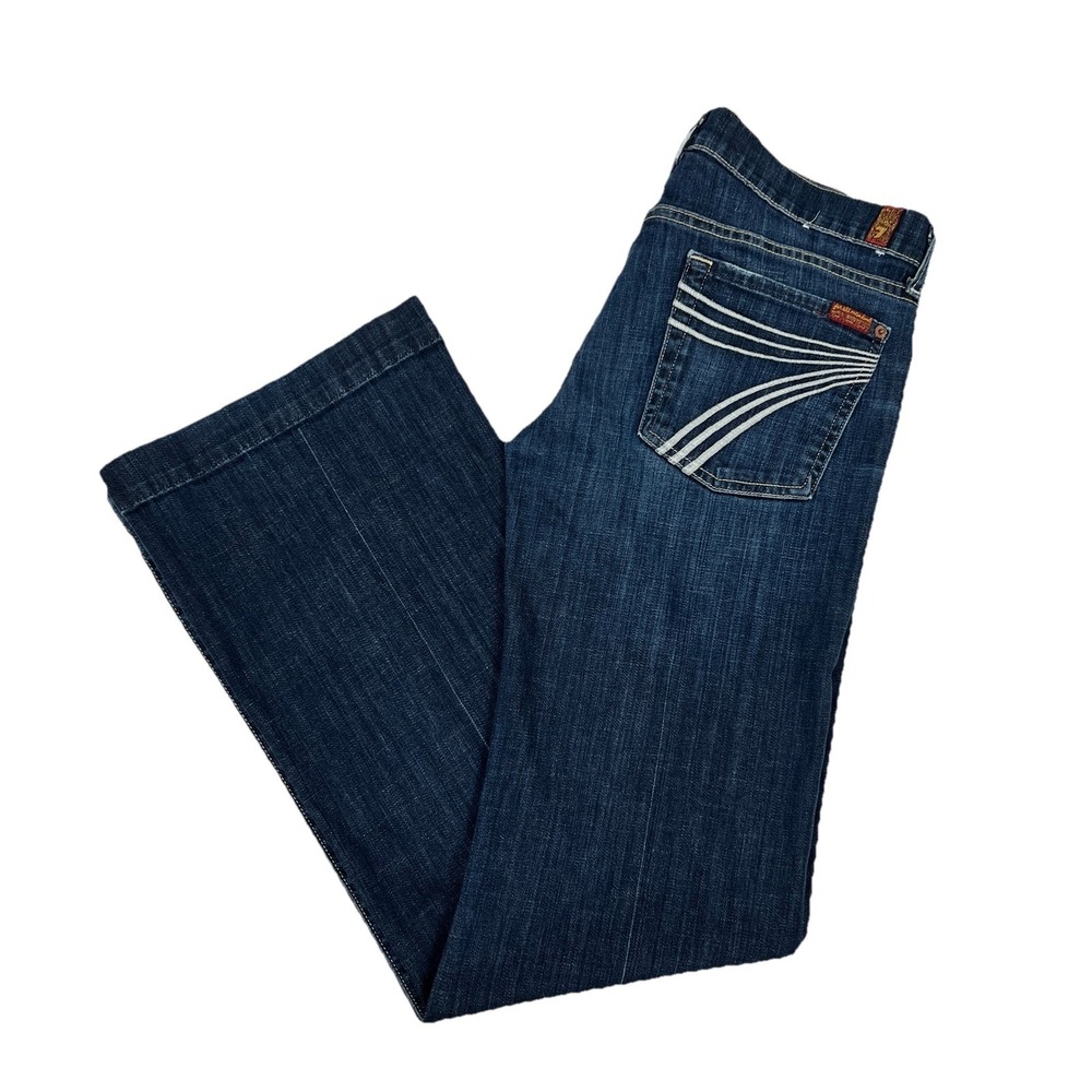 7 For All Mankind Women's Dark Blue Wide Leg Jeans